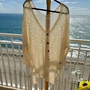 POL Cardigan Cream Open Knit Sweater NWOT